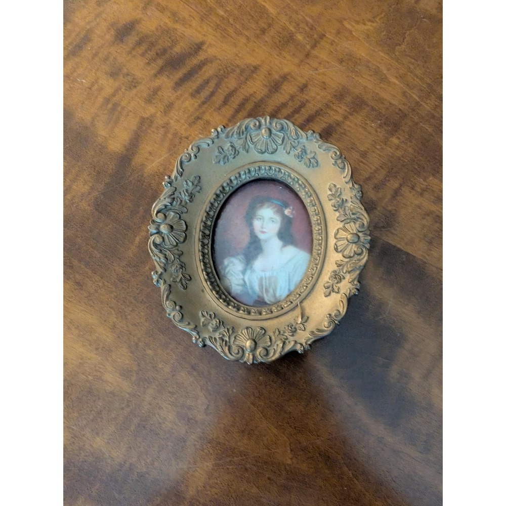 Vintage A Cameo Creation Gold Frame Picture Cecile Voltage By Vincent Nesbert